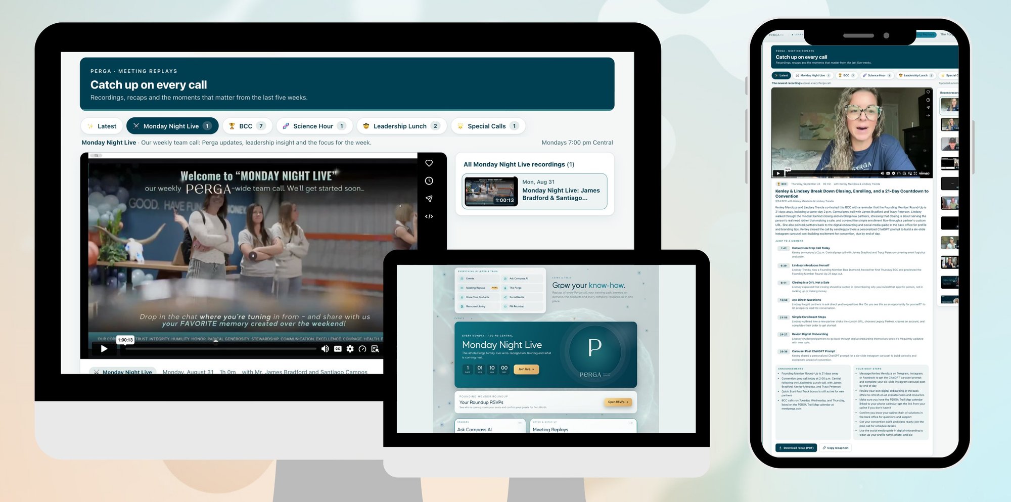 Replay library on desktop, tablet and phone