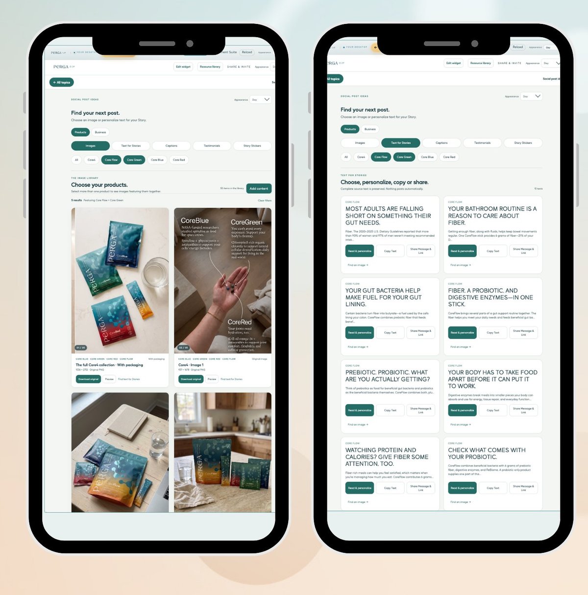 Social media content library on phones