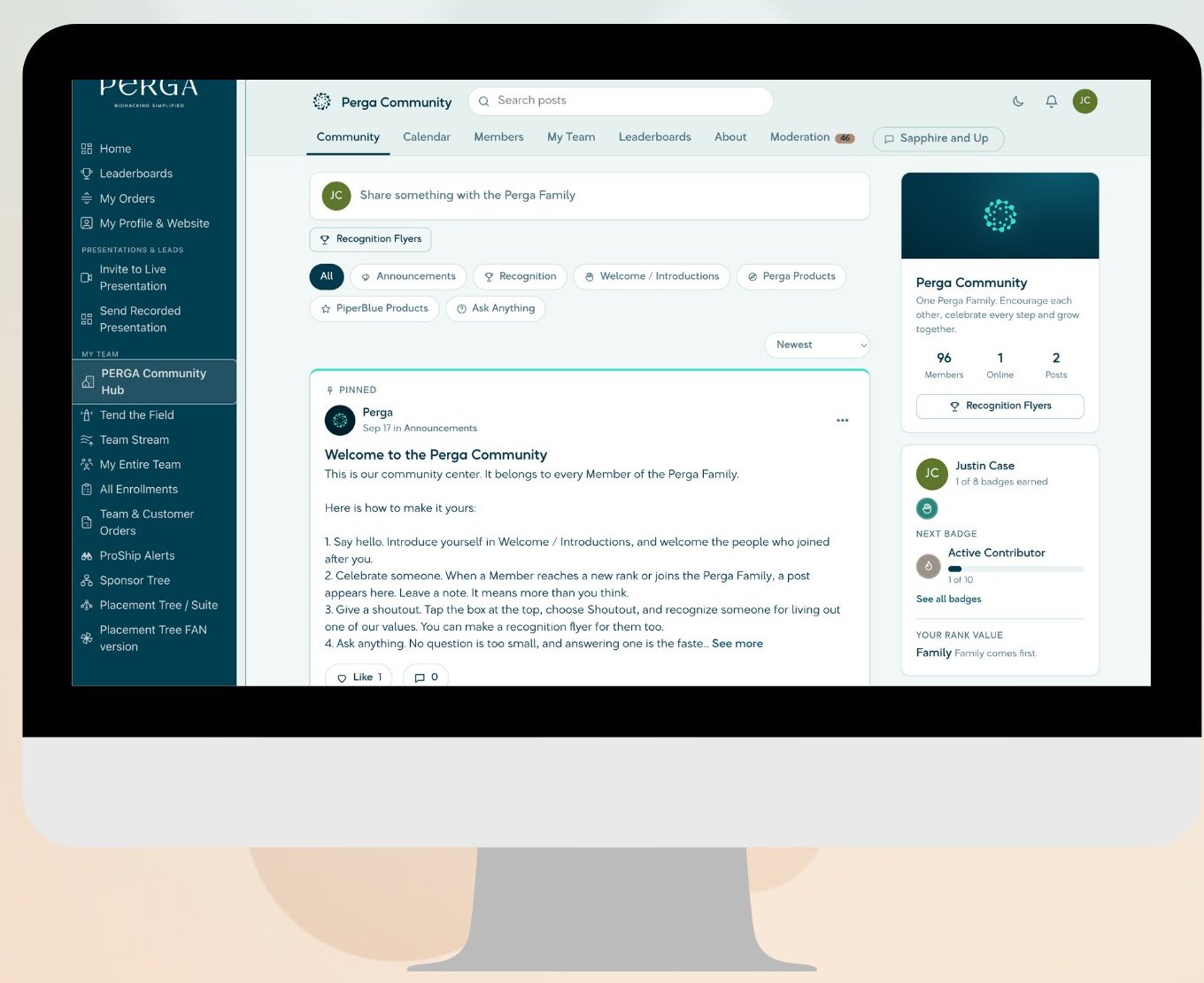 Perga community on a monitor